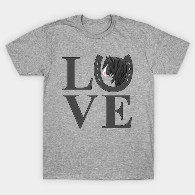 Black and White Gypsy Vanner Draft Horse LOVE T-Shirt by csforest